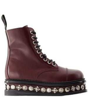 Toga Studded Lace-Up Boots - Purple