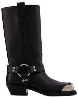 Gucci Harness Detailed Square Toe Boots - Black