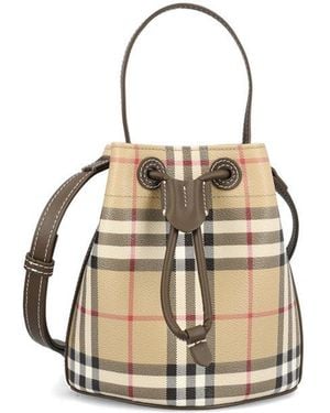 Burberry Drawstring Bucket Crossbody Bag - Natural