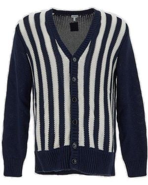 Loewe Striped V-Neck Cardigan - Blue