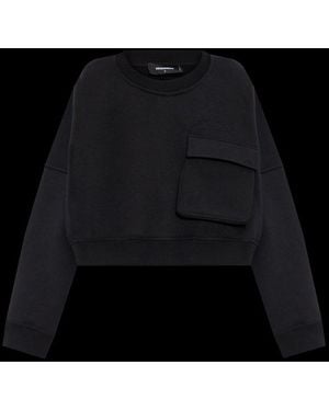 DSquared² Icon New Generation Onion Cropped Fit Crewneck Sweatshirt - Black
