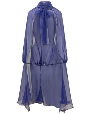 Alberta Ferretti Sash Chiffon Cape - Blue