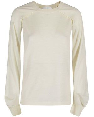 Helmut Lang Ivory Crew Neck Merino Sweater - White