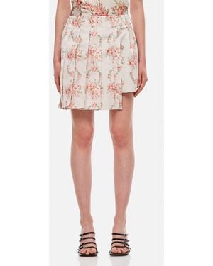Simone Rocha Floral-Print Pleated Asymmetric Skorts - White