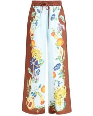 ALÉMAIS Dahlia Floral Patterned Wide Leg Pants - White