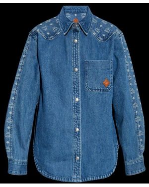 MCM Monogram Long-Sleeved Denim Shirt - Blue