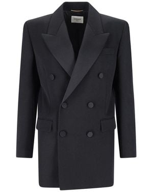 Saint Laurent Double-Breasted Blazer - Blue