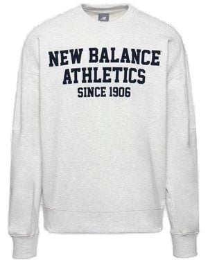 New Balance Varsity French Terry Graphic Crewneck Sweatshirt - White