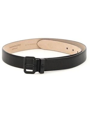 McQueen Skull Loop Leather Belt - Black