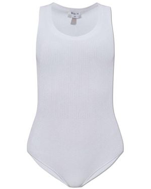 Alaïa Sleeveless Ribbed Knit Bodysuit - White