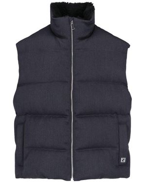 Fendi High-Neck Zipped Gilet - Blue