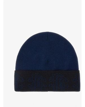 Roberto Cavalli Logo Band Ribbed Beanie - Blue