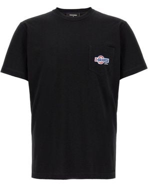 DSquared² Logo Printed Crewneck T-Shirt - Black