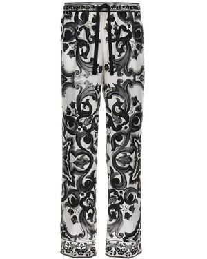 Dolce & Gabbana Majolica Printed Twill Jogging Trousers - White