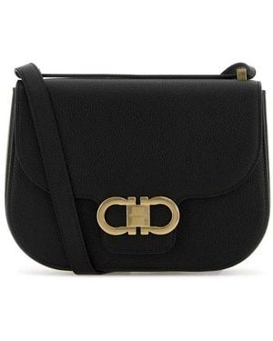 Ferragamo Gancini Foldover Crossbody Bag - Black