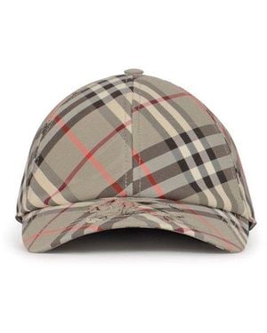 Burberry Ekd Motif Checked Baseball Cap - Grey