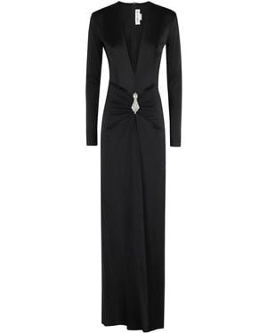 Victoria Beckham V-Neck Embellished Maxi Dress - Black