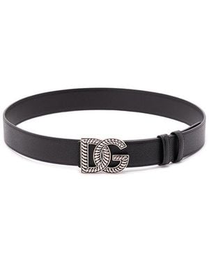 Dolce & Gabbana Dg Logo Plaque Buckle Belt - White