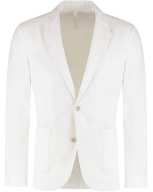 120% Lino Single Breasted Two Button Blazer - White