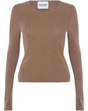 Kujten Crewneck Long-Sleeved Jumper - Brown