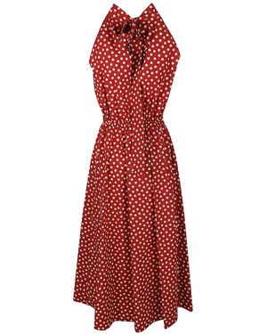 CRI.DA Taormina Polka Dot Midi Dress - Red
