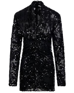 Victoria Beckham Long Sleeve Ruched Mini Dress - Black
