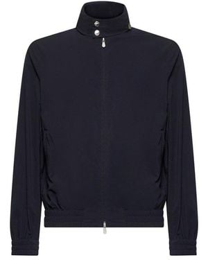 Brunello Cucinelli High Neck Zip-Up Bomber Jacket - Blue