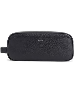 Bally Logo Printed Double-Zip Wash Bag - Black