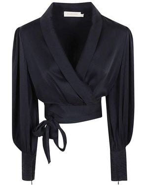 Zimmermann Silk Wrap Top - Blue