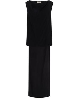 P.A.R.O.S.H. Drape Detailed Sleeveless Dress - Black