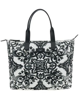 Dolce & Gabbana Tote Bag With Top Zip Closure And All-Over Print - White