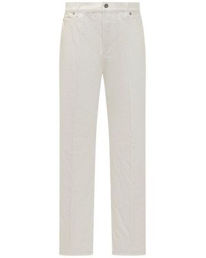 Ferragamo Button Detailed Denim Jeans - White