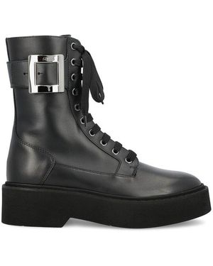Roger Vivier Leather Lace-Up Shoes in Black | Lyst
