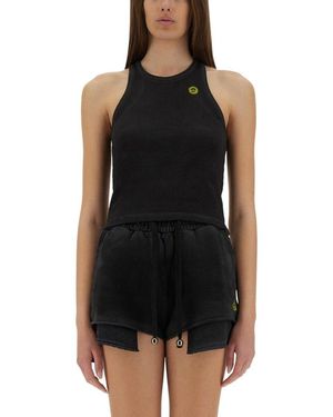 Barrow Logo Embroidered Ribbed Tank Top - Black