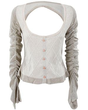 Cormio Elena Cut-out Detailed Ruched Cardigan - White