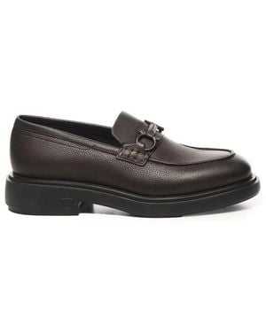 Ferragamo Gancini Plaque Slip-On Loafers - Grey