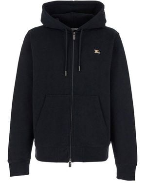 Burberry Sweatshirt With Ekd Embroidery On The Front And Logo Print On The Rear - Blue