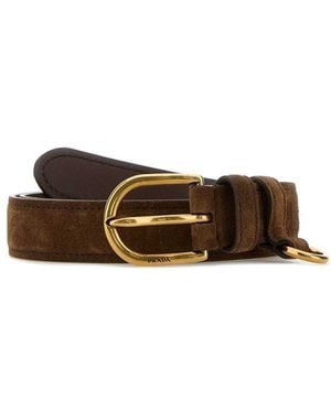 Prada Logo-Engraved Buckle Belt - Brown