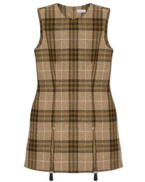 Burberry Wool Dress With Check Pattern - Natural