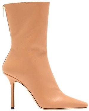 Jimmy Choo Agathe Zipped Pointed-Toe Boots - Brown