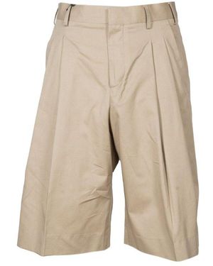 Laneus Gabardine Double Pence Bermuda Shorts - Natural