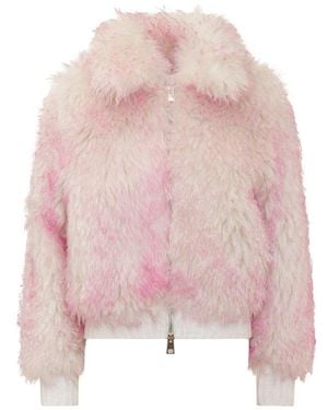 BECAGLI Textured Bomber Jacket - Pink