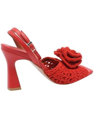 Ángel Alarcón Floral Slingback Sandals - Red