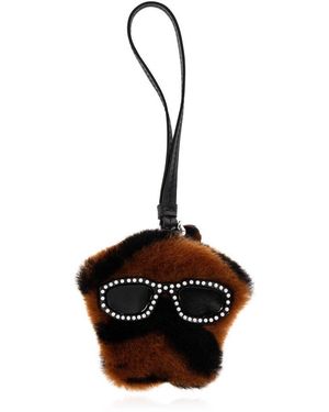 Versace Furry Bag Charm, - Black