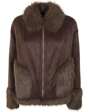 Betta Corradi Fur-Trimmed Coat - Brown