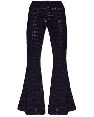 The Mannei Flared Knit Detail Pants - Blue