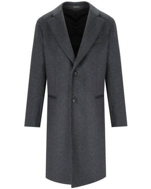 Emporio Armani Single Breasted Long Sleeved Coat - Grey