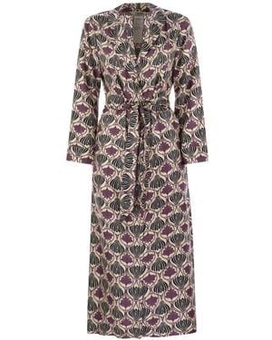Max Mara Albert All-Over Printed Belted Dress - Purple