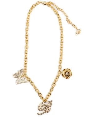 Blumarine Logo Embellished Chain Linked Necklace - Metallic