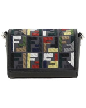 ★人気★【FENDI】Ff Squared Compact Messenger Bag FF Squared Compact Bag Leather Black | Fendi